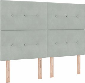 vidaXL LED Box Spring Ágy matracmal Világosszürke 140 x 190 cm szövet