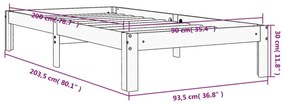 viaszbarna tömör fenyőfa ágy matrac nélkül 90 x 200 cm