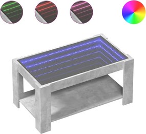 vidaXL betonszürke szerelt fa dohányzóasztal LED-del 93 x 53 x 45 cm