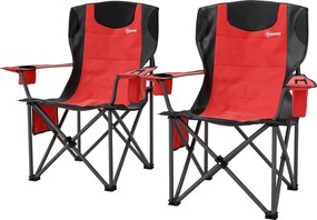 Outsunny 2 db összecsukható kemping szék hűtőtáskával, pohártartóval, fejtámasszal és 2 zsebbel, Oxford szövetből és fémből készült kertiszék, terhelh