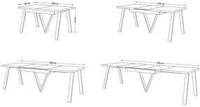 Mazzoni AVERY Artisan Tölgy/alja bézs (pezsgő) - BŐVÍTHETŐ LOFT/IPARI STÍLUSÚ ASZTAL NAPPALIBA/ÉTKEZŐBE - 2 MÉRET!