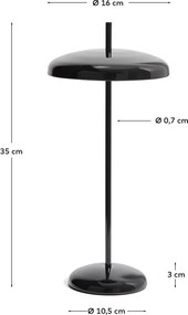 Fekete LED dimmelhető asztali lámpa fém búrával (magasság 35 cm) Porte – Kave Home