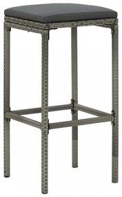 4 részes szürke polyrattan kerti bárszett párnával