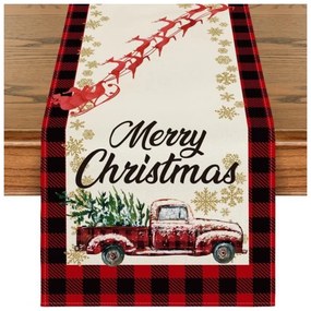 Len karácsonyi futó MERRY CHRISTMAS 33x180 cm, piros