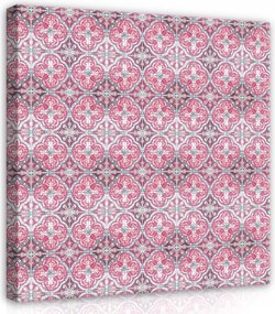 Vászonkép 40x40 Rózsaszín mintás geometrikus dísz motívumok virágok csempe