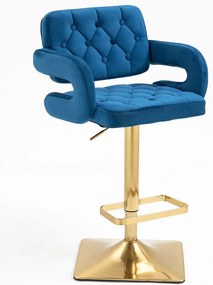 HR8403KW Tengerkék modern velúr szék arany lábbal