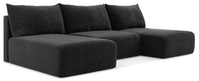 Fekete kinyitható-tárolóhelyes sarokkanapé Kalena – Makamii