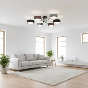 Felületre szerelt MAGA csillár 6xE14/10W/230V fekete/barna/szürke