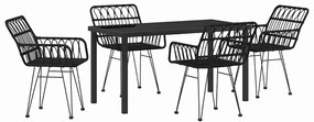 vidaXL Kert étkező szett 5 pcs Fekete Porszórt acél