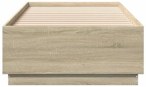 sonoma tölgyszínű szerelt fa ágykeret LED-del 100 x 200 cm