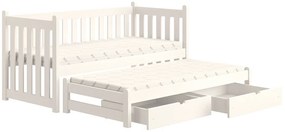 Swen egyszintes ágy, kihúzható fiókokkal - 90x200 cm - fehér
