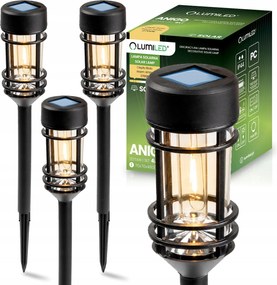 4x LED-es napelemes kerti lámpa 2700K beszúrható kültéri lámpa Nagy oszlop