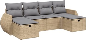 vidaXL 6 részes vegyes bézs polyrattan kerti ülőgarnitúra párnákkal