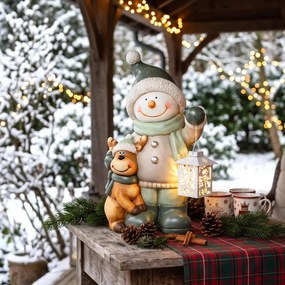 HOMCOM Hóember figura 43 cm MGO-ból LED lámpával és időzítővel, bejárathoz és ajtóhoz