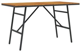 Étkezőasztal - Fekete, 110x55x62 cm, Tömör akácfából