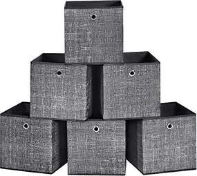 Tárolódobozok, 6 db-os szett,  összecsukható doboz, foltos fekete