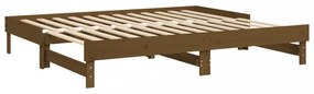 mézbarna tömör fenyőfa kihúzható kanapéágy 2 x (80 x 200) cm