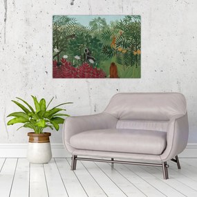 Üveg kép - Henri Rousseau, Tropical Forest with Monkeys, reprodukciók (70x50 cm)