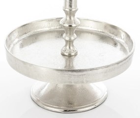 Loyd design rusztikus ezüstszín 2 emeletes kerek fém asztali kínáló állvány 54x28x28cm
