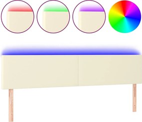 krémszínű műbőr LED-es fejtámla 160 x 5 x 78/88 cm