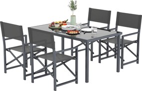 Outsunny 5 részes étkező garnitúra 4 személy részére acél étkezőasztallal és 4 összecsukható székkel - Kert, erkély bútor szett | Aosom