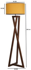 Mustársárga-barna állólámpa textil búrával (magasság 149 cm) Maçka – Opviq lights
