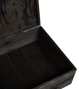 Fa doboz tetővel Fekete 40x30x13 cm tömör fa fenyő