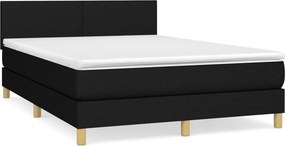 vidaXL fekete szövet rugós ágy matraccal 140 x 190 cm