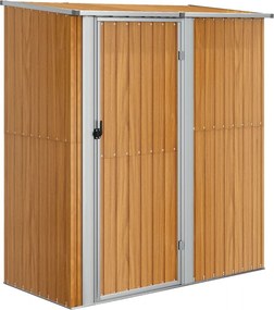 vidaXL horganyzott acél, fahatású kerti fészer 180,5 x 97 x 209,5 cm