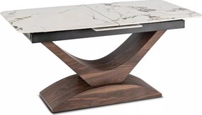 Bővíthető Márványhatású Kerámia Étkezőasztal Fehér/Dió Színben. ALICANTE 160-200 cm Belföldi Raktárból