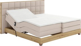 Elektromos állítható ágy, boxspring, bézs/artisan tölgy, 160x200, TIANA