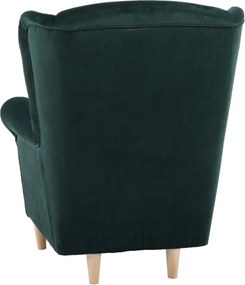 Füles fotel puffal, szövet smaragd, ASTRID