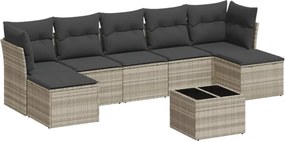 vidaXL 8 részes világosszürke polyrattan kerti ülőgarnitúra párnával