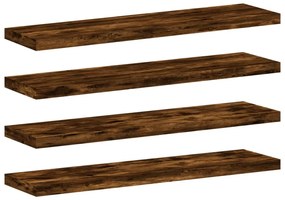 4 db füstös tölgy színű szerelt fa fali polc 40 x 10 x 1,5 cm