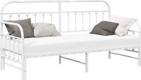 vidaXL Nappali ágykeret Fehér 75 x 190 cm Porszórt acél