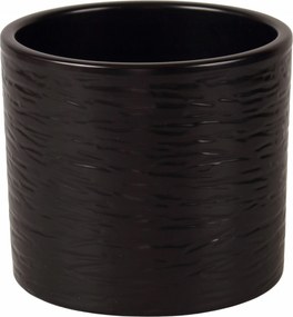 virágcserép kerámia fekete henger fedél kerek