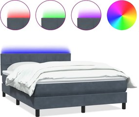 vidaXL sötétszürke bársony rugós és LED-es ágy matraccal 140x220 cm