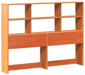 vidaXL viaszbarna tömör fa könyvespolcos ágy matrac nélkül 140 x 200cm