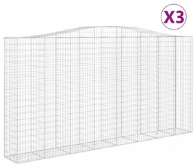 3 db íves horganyzott vas gabion kosár 400x50x200/220 cm