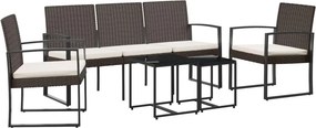 vidaXL 5 részes barna polyrattan kerti étkezőgarnitúra párnákkal