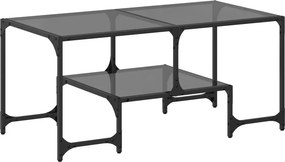 vidaXL acél dohányzóasztal fekete üveglappal 98,5 x 50 x 45 cm