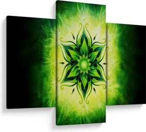 Kép - Virág mandala zöld háttérrel (90x60 cm)