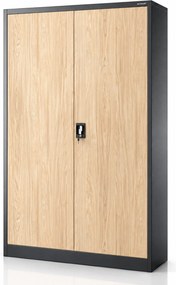 Fém irodai iratszekrény antracit / sonoma tölgy: Eco Design JAN II, 1150 x 1850 x 400 mm