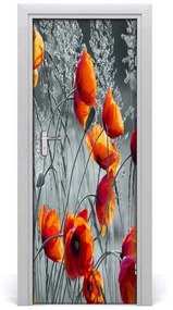Fotótapéta ajtóra vadvirágok pipacsok 85x205 cm