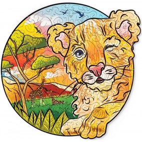 Wood Trick - Játékos kis oroszlán fa puzzle