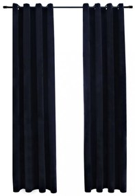 2 db fekete bársony sötétítőfüggöny gyűrűkkel 140 x 225 cm