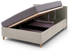 Bézs kárpitozott ágyneműtartós gyerekágy ágyráccsal 140x200 cm Fun – Meise Möbel