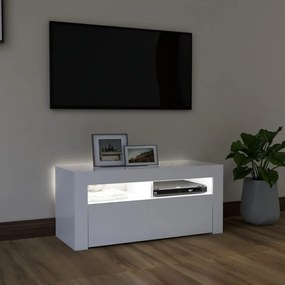 fehér TV-szekrény LED-lámpákkal 90 x 35 x 40 cm