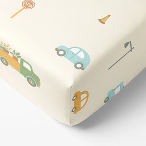 Goldea pamut körgumis lepedő - az autók világa 80 x 160 cm