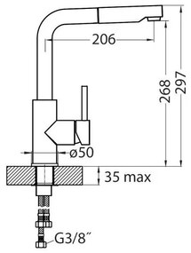 ALVEUS 1135365 - Sara kihúzható zuhanyfejes mosogató csaptelep, 29,7 cm, króm